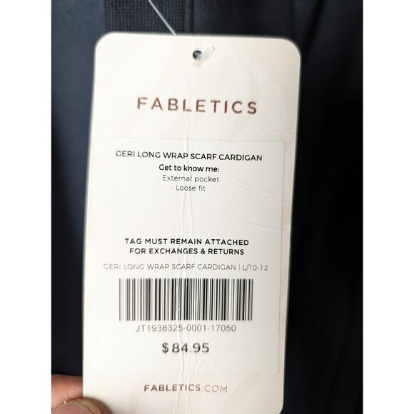 NWT Fabletics Geri Long Wrap Scarf Cardigan Black Large - Picture 6 of 8